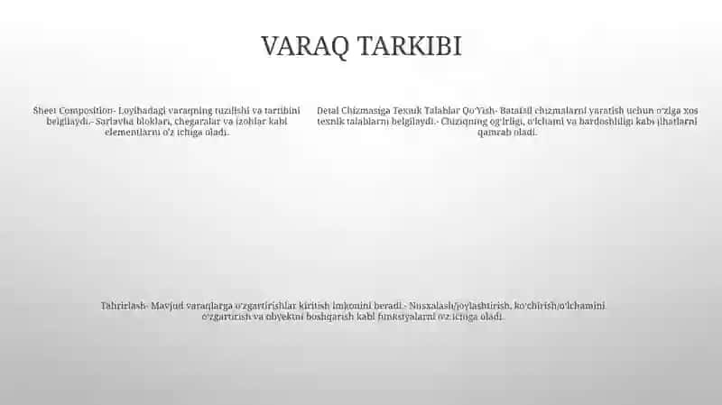 Detal Chizmasiga Texnik Talablar QoʻYish Va Tahrirlash 4