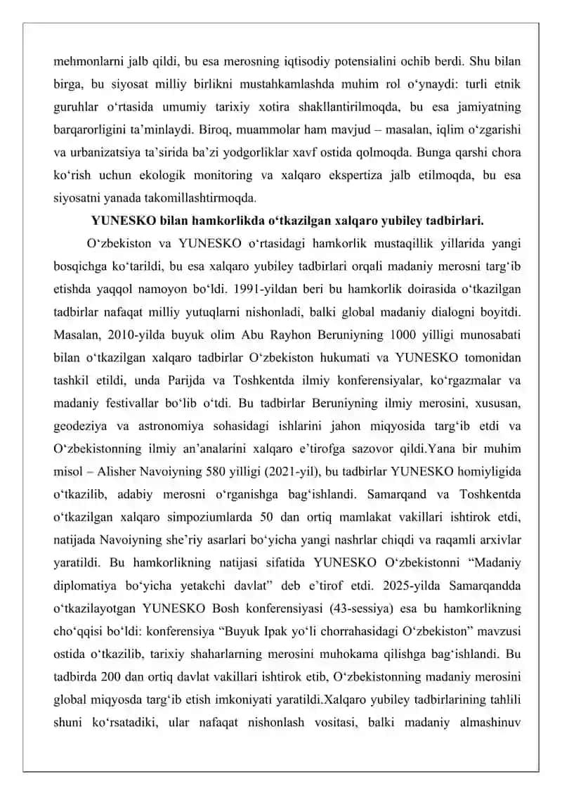 Oʻrta Osiyo allomalari, shaharlari hamda tarixiy obidalar yubileylarining nishonlanishi 4