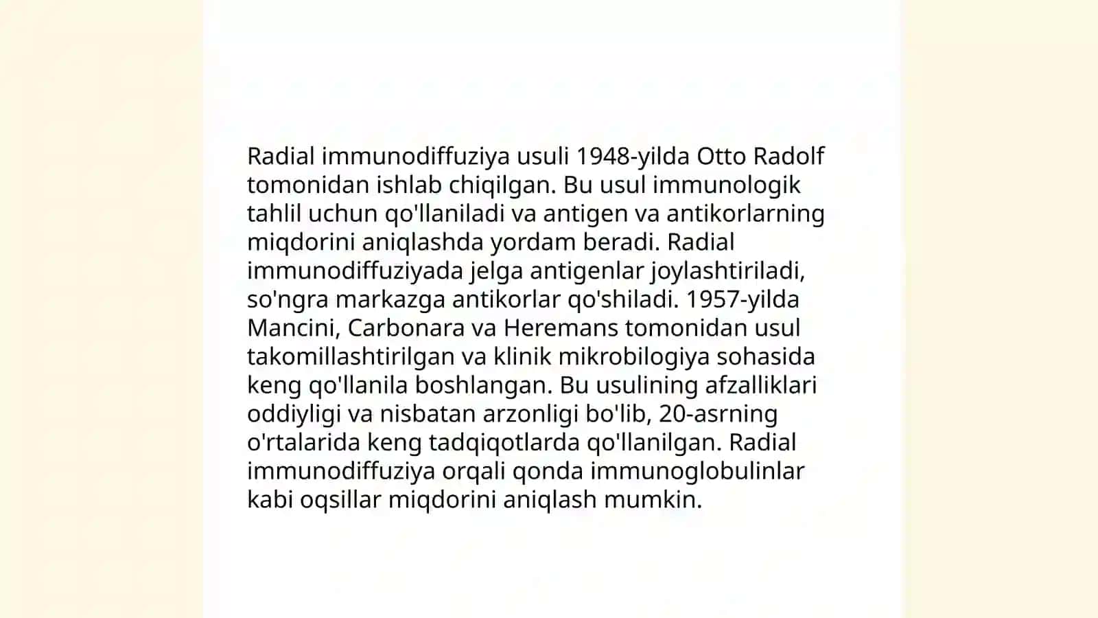 Ikkilamchi radial immunodiffuziya usullari 4