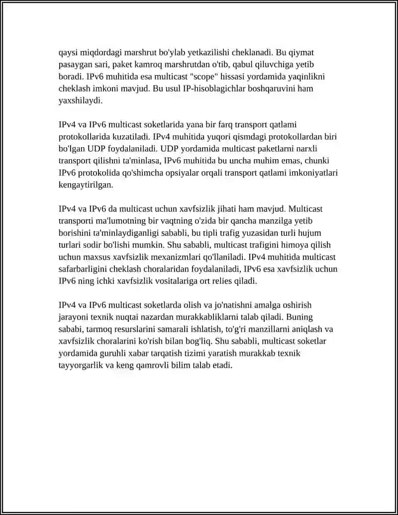 MULTICAST SOKETLAR ASOSIDA GURUHLI XABAR TARQATISH TIZIMI YARATISH 4