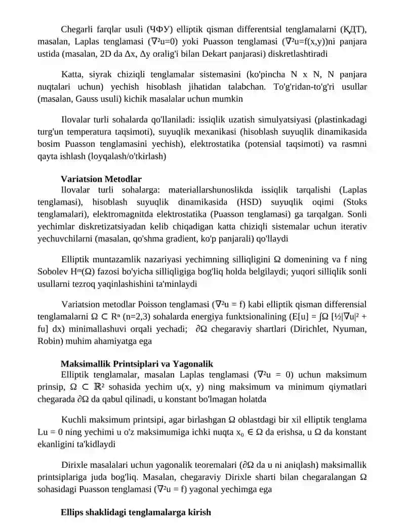 Ellips Ekuatsiyalari va Cheklangan Elementlar Metodlari 4