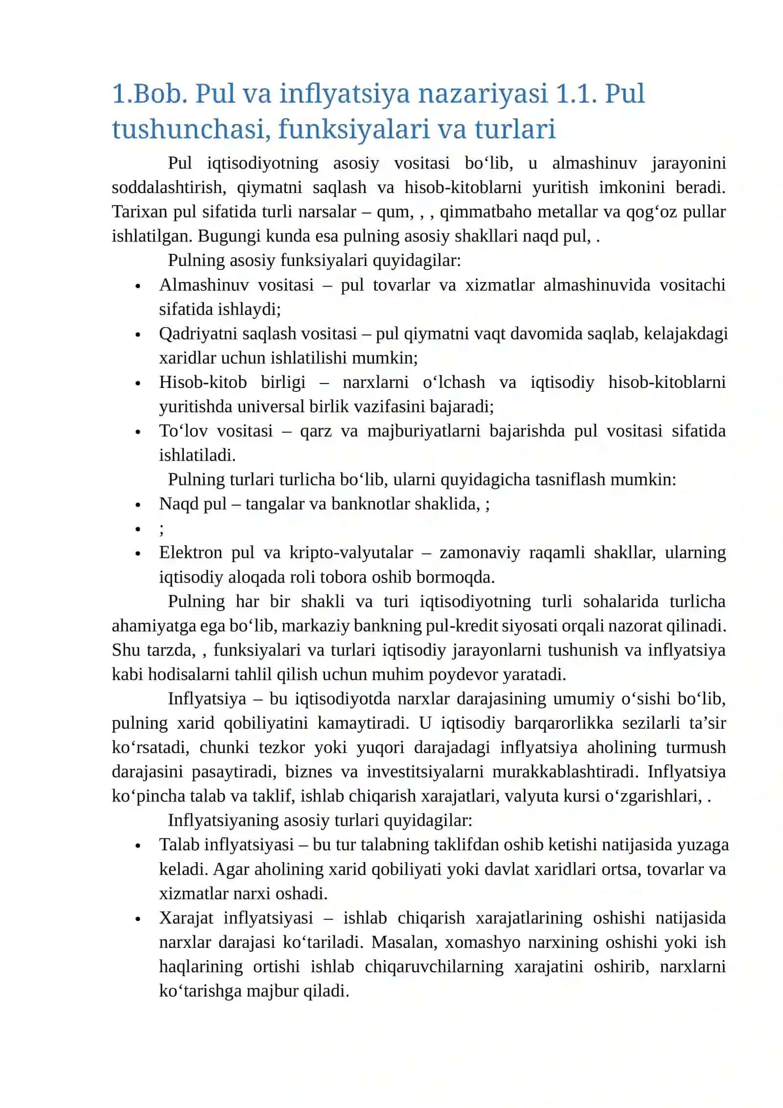 Pul va inflyatsiya nazariyasi 4