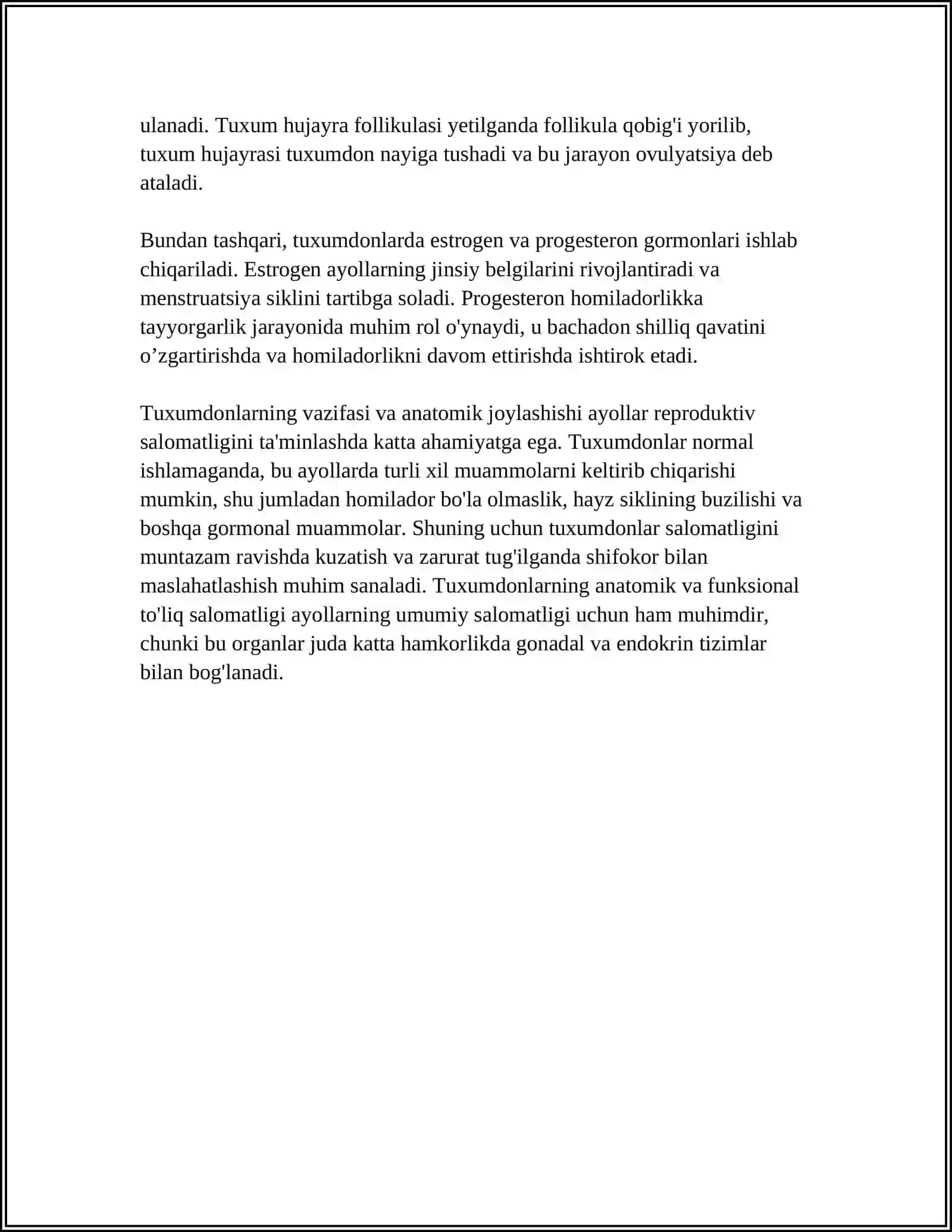 MAVZU: AYOLLAR VA ERKAKLAR TANOSIL ORGANLARI 4