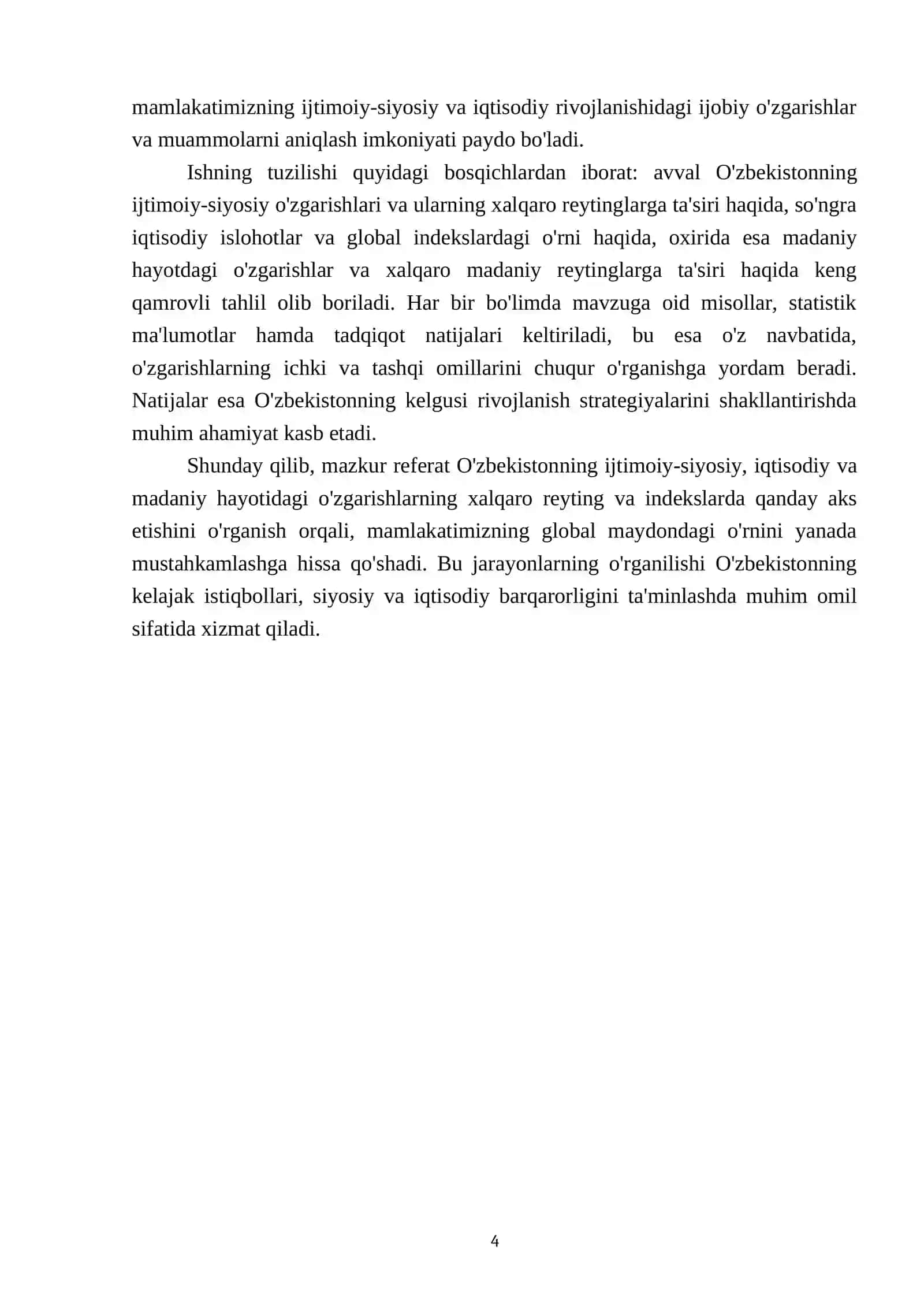 Yangi O'zbekiston ijtimoiy-siyosiy iqtisodiy va madaniy hayotida ro'y berayotgan o'zgarishlarning xalqaro reyting va indekslarda aks etishi 4