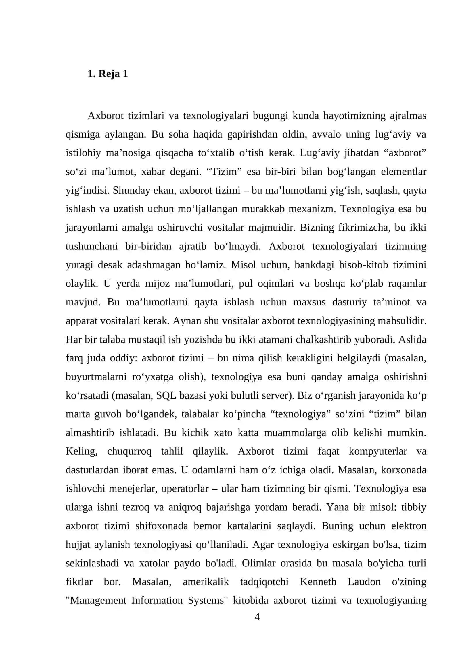 Axborot tizimlari va texnologiyalari 4