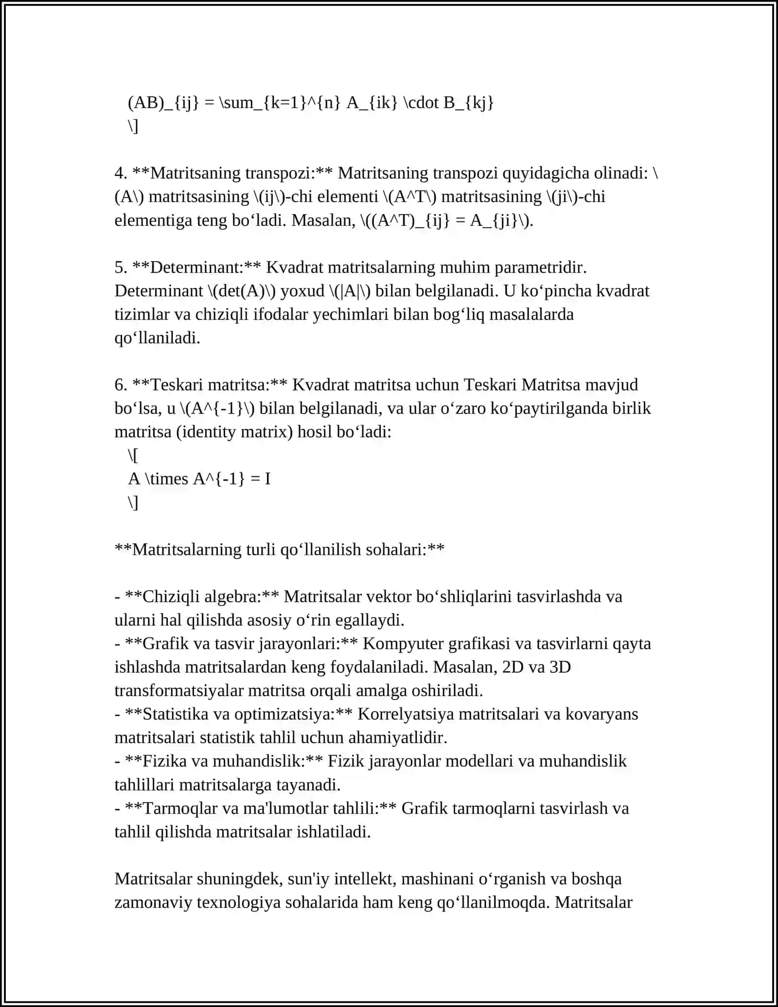 MATRITSALAR VA ULAR USTIDA AMALLAR 4