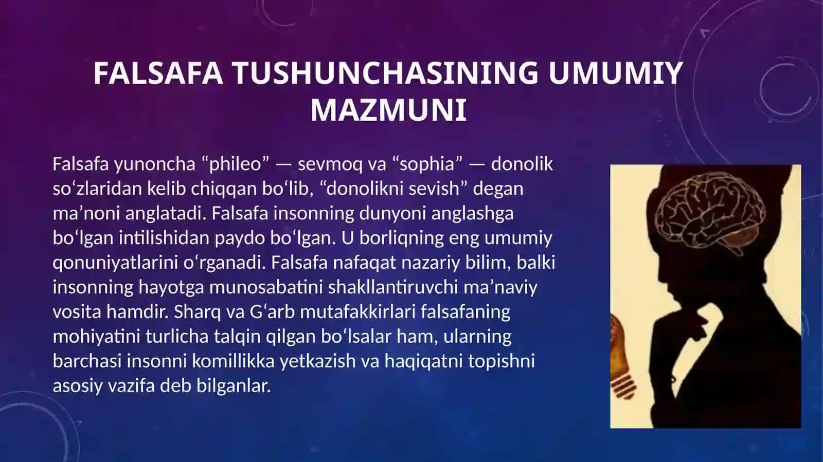 Falsafaning mohiyatiga oid Sharq va G'arb mutafakkirlari ta'riflarini tasniflash 4