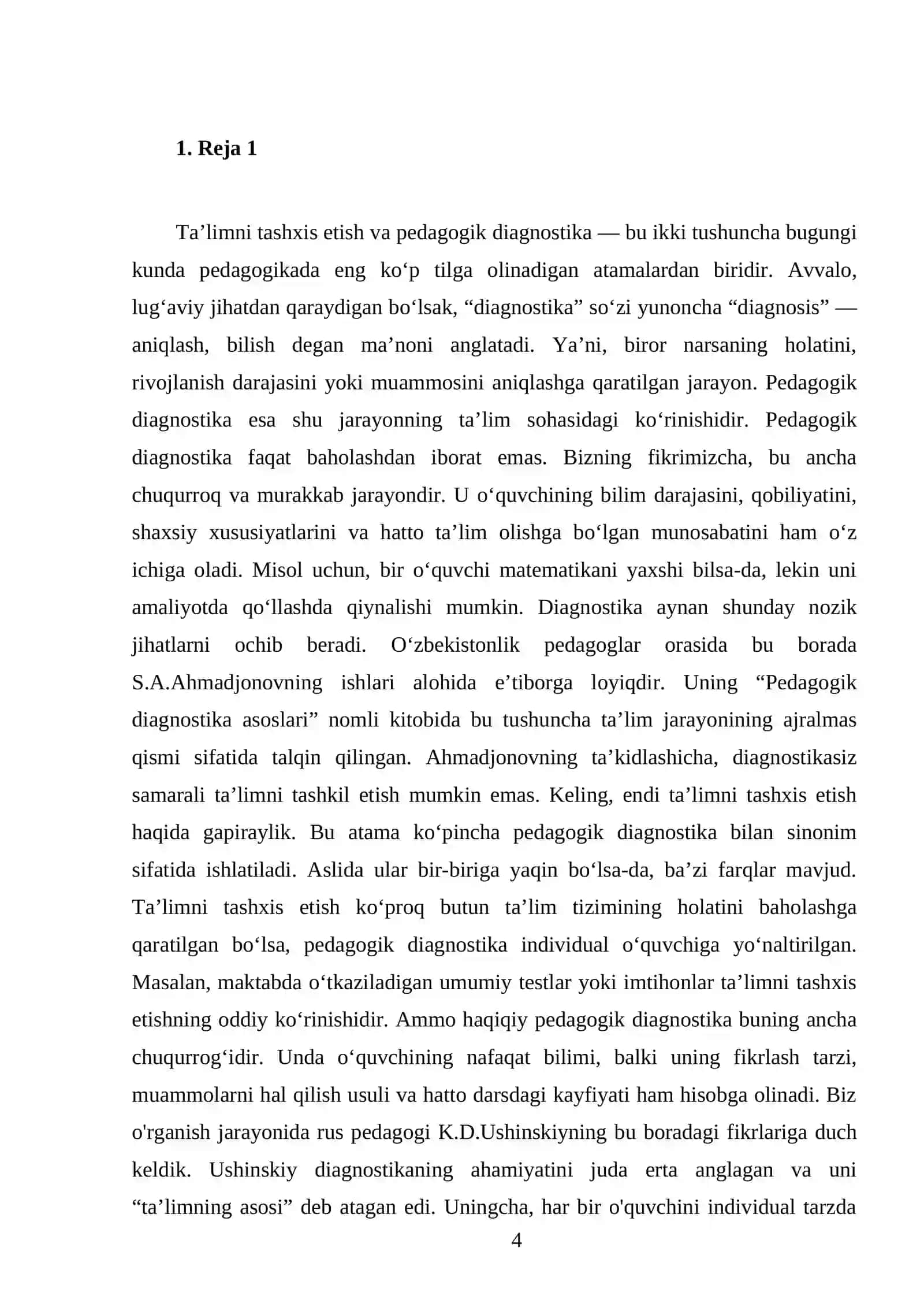 Ta’limni tashxis etish va pedagogik diagnostika 4