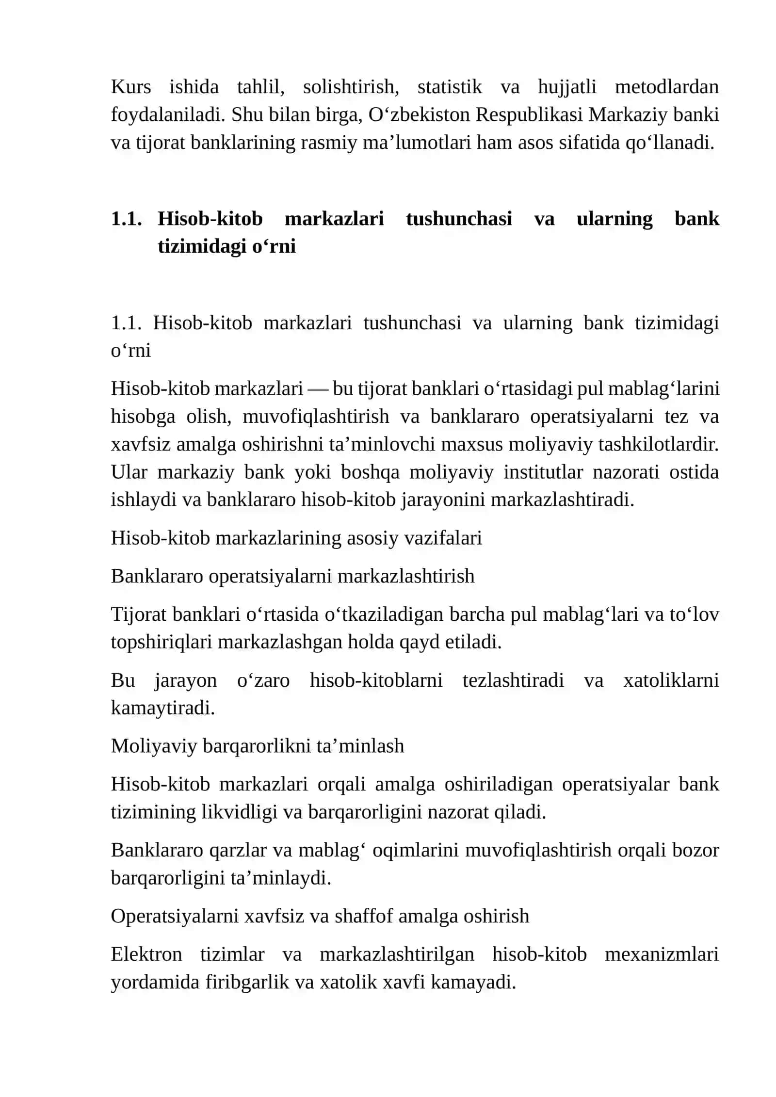 Hisob kitob markazlari orqali banklararo hisob kitoblarning tashkil etilishi va hisobi 4