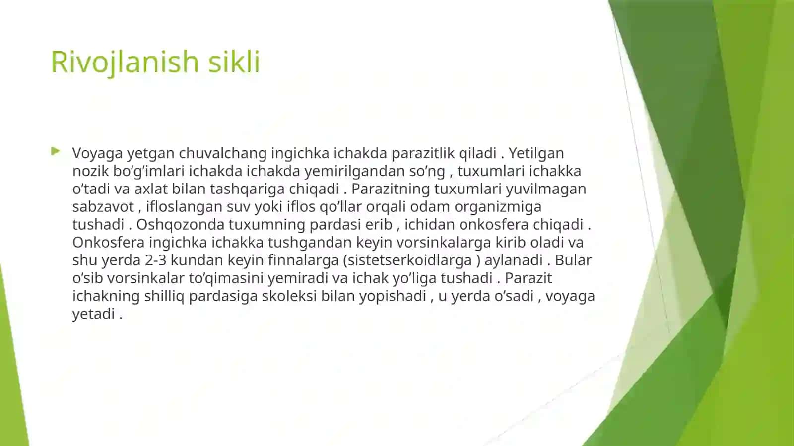 ODAMDA PARAZITLIK QILUVCHI LANSETSIMONLAR (Pakana gijja, serbar gijja , exinokokk , alvekokk 4