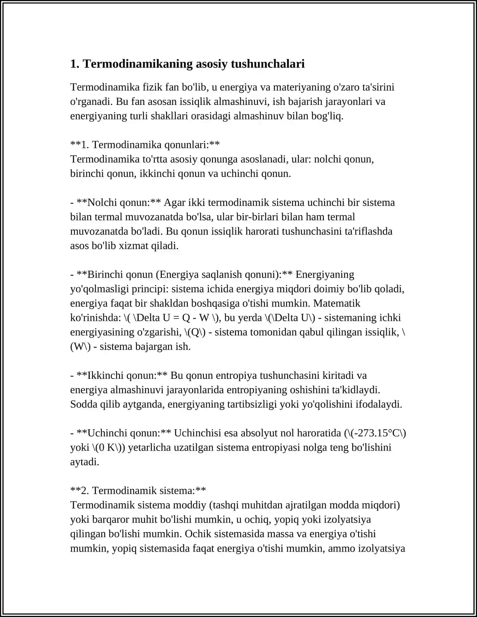 TERMODINAMIKA ASOSLARI VA QONUNLARI 4