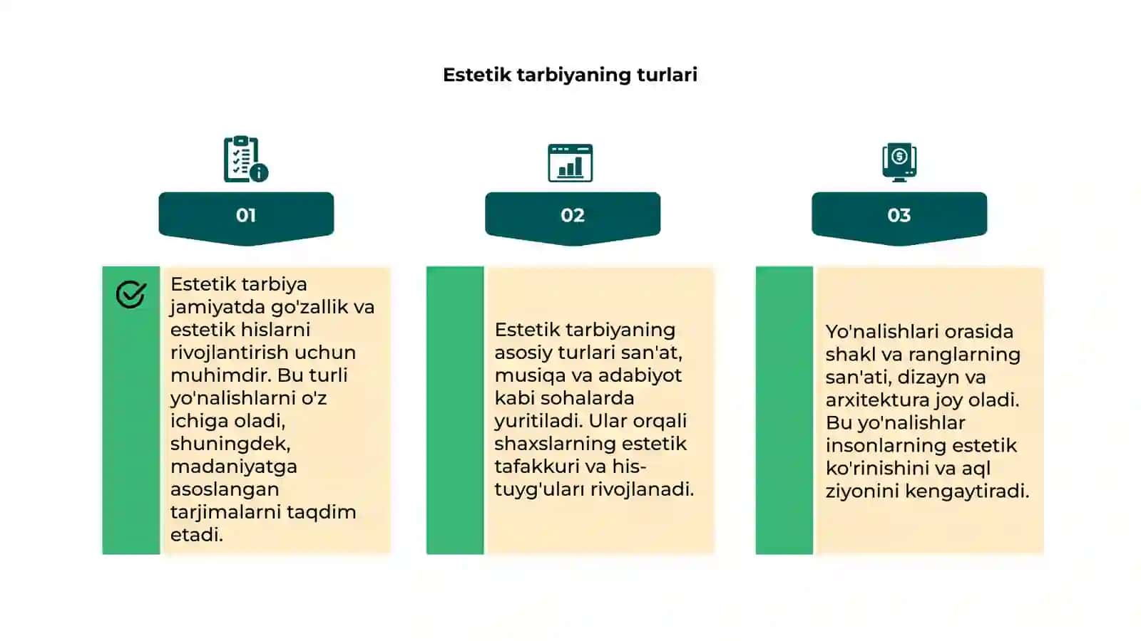 Estetik tarbiyaning turlari va yo'nalishlari 4