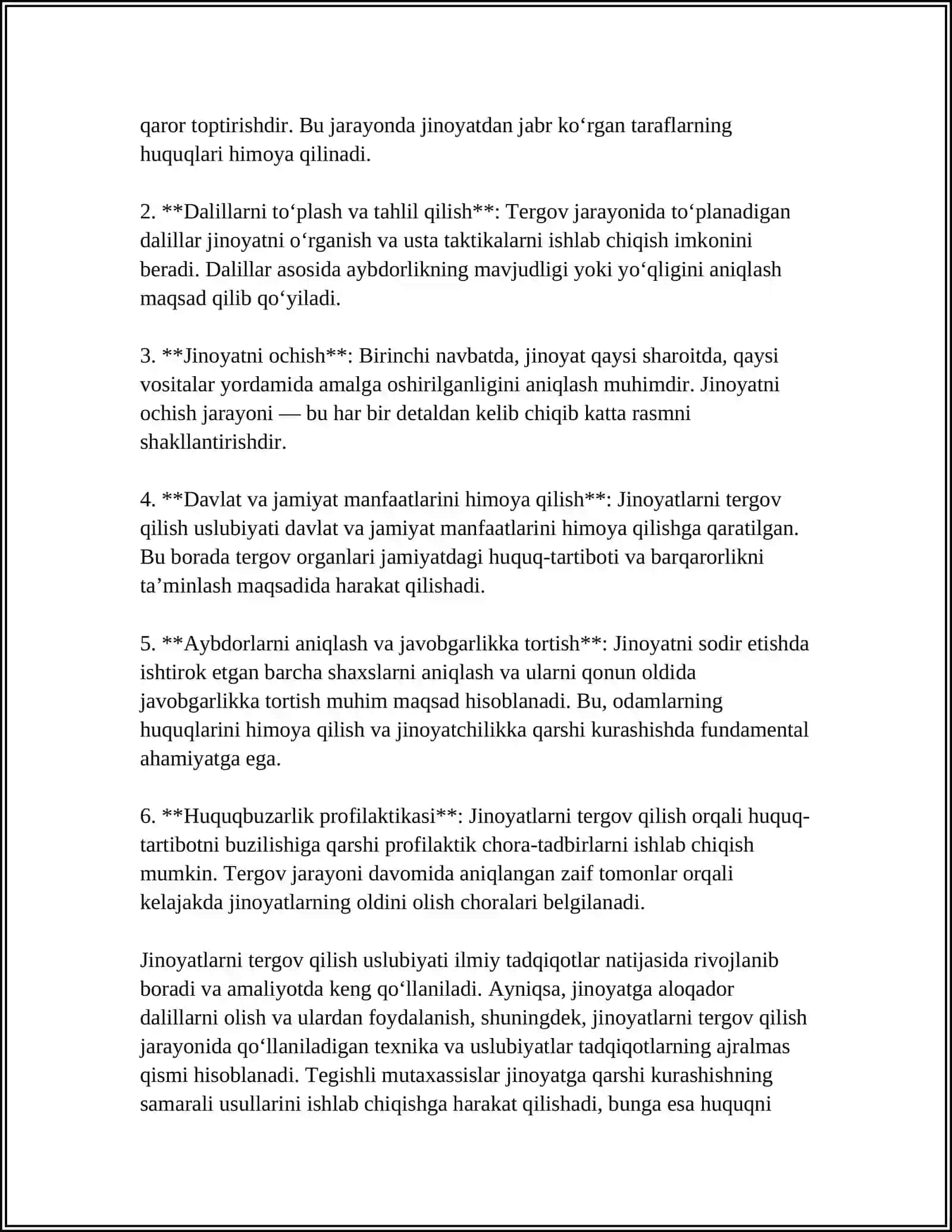 JINOYATLARNI TERGOV QILISH USLUBIYATINING UMUMIY QOIDALARI 4