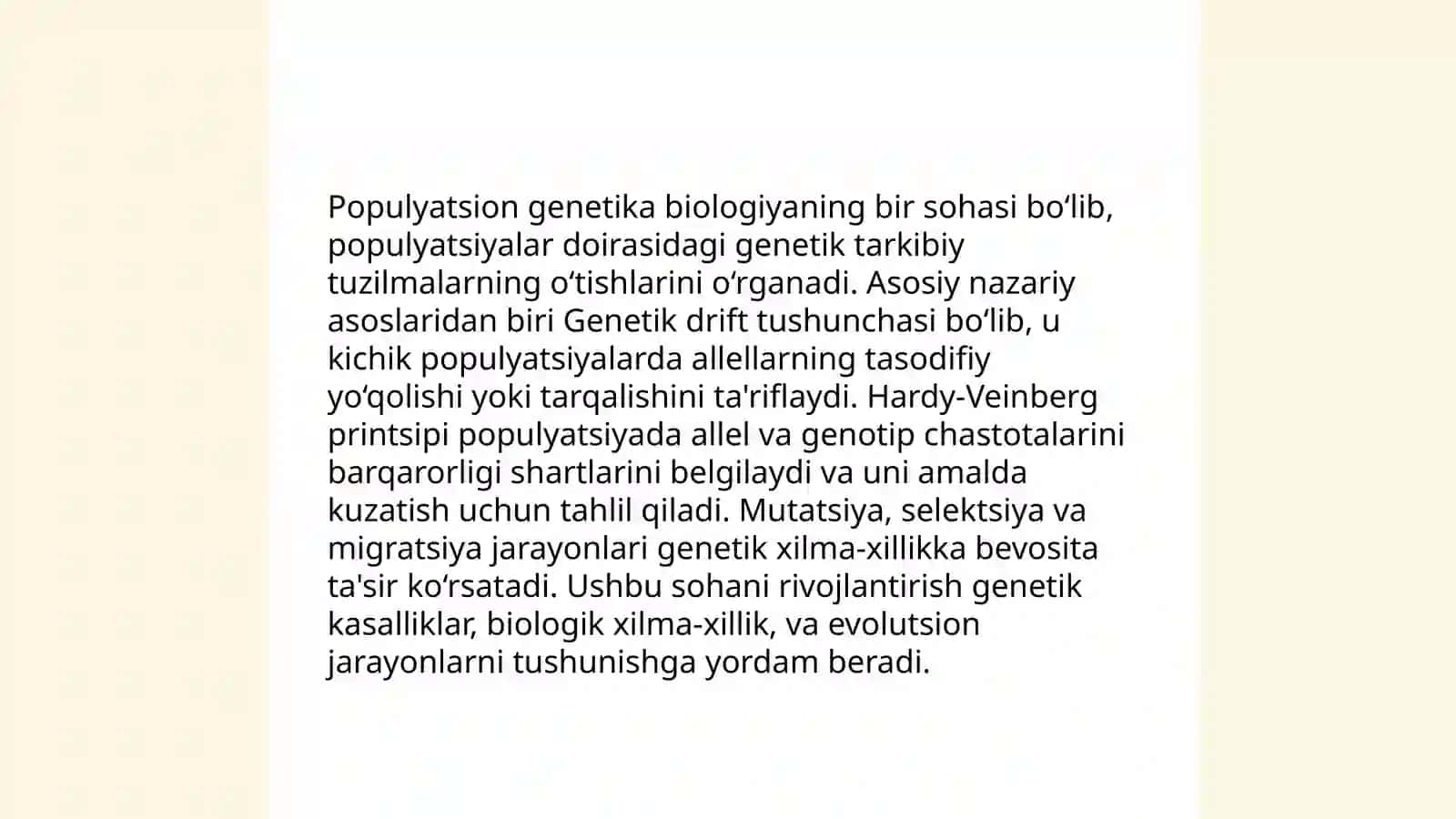 Odamlar genetikasining oʻrganish usullari: genealogik populatsion statistik egzaklar usuli 4