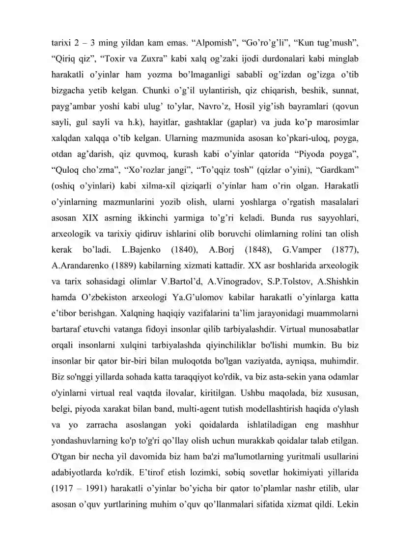 Harakatli o‘yinlar o'yinini rivojlanish tarixi va rivojlanish bosqichlari 4