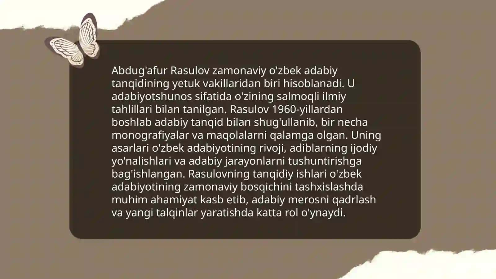 Abdug'afur Rasulovning adabiy tanqidchilik faoliyati 4