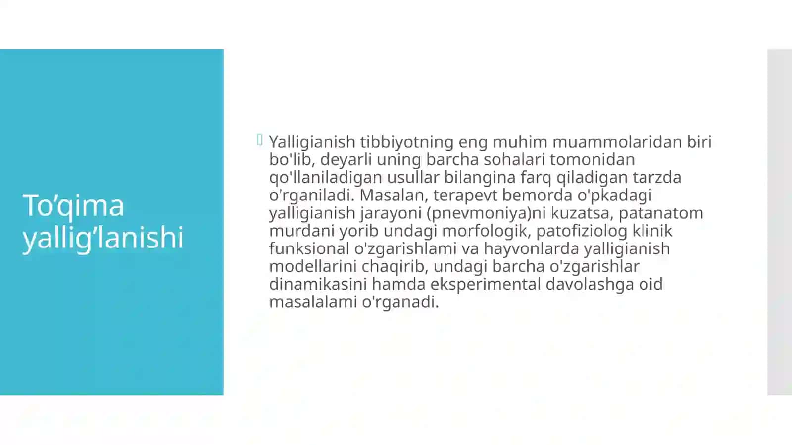 Yallig'lanish - To’qima yallig’lanishi.Reparatsiya.Regeneratsiya.Tuzalish va fibroz 4