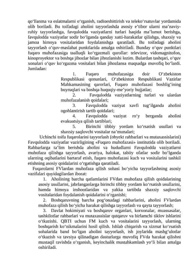 Aholini, moddiy va madaniy boyliklarni xavfsiz xududlarga evakuatsiya qilish 4