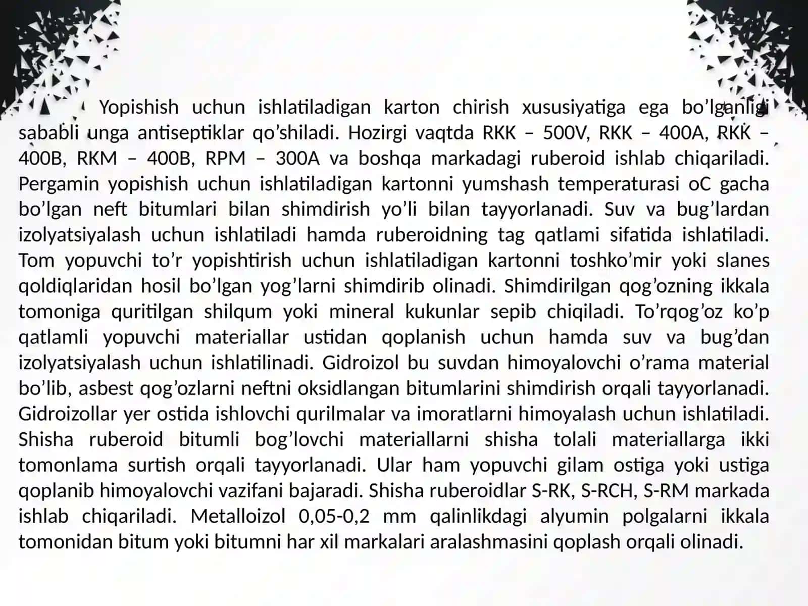 Bitum vaqatronasosidagi ‘ramagidroizolyatsiya materiallarini ishlab chiqarish 4