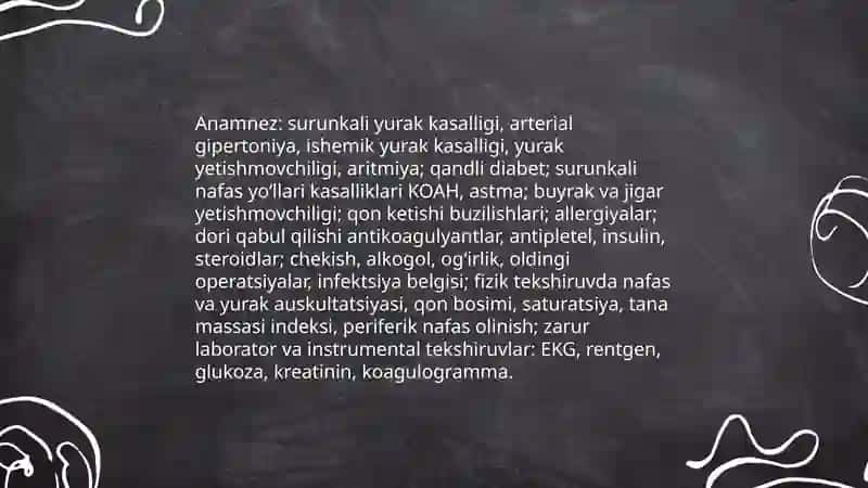 Bemorni xirurgik operatsiyaga tayyorlash 4
