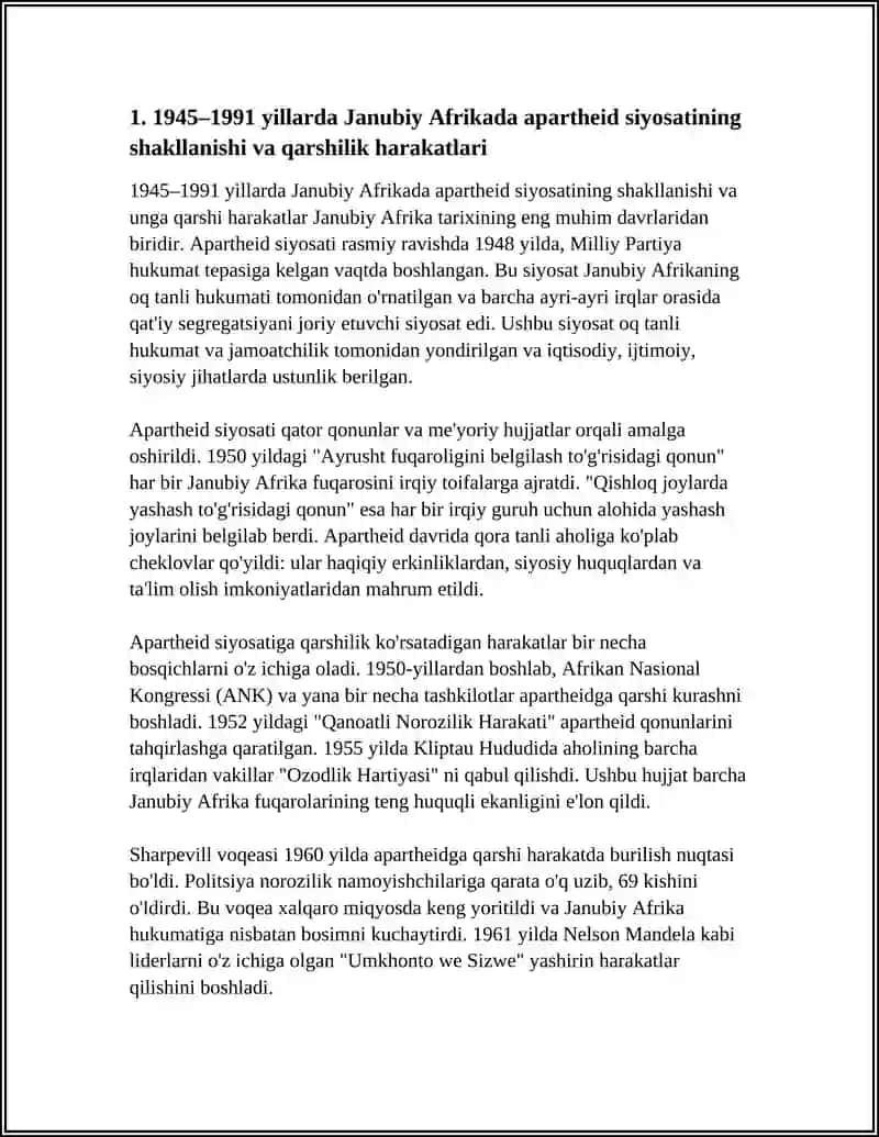 1945-1991 YILLARDA TROPIK VA JANUBIY AFRIKA MAMLAKATLARIDA SIYOSIY, IJTIMOIY VA MADANIY HAYOT 4