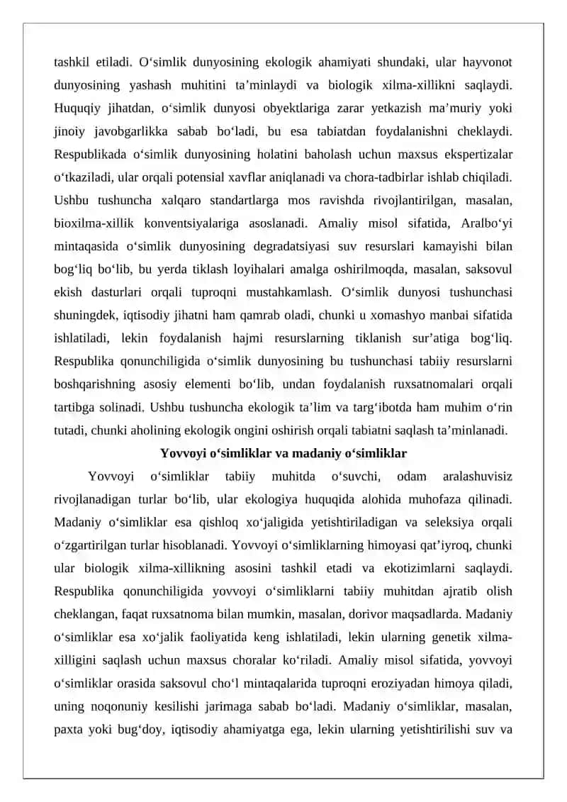 O‘simlik dunyosini muhofazalashning huquqiy tartibi 4
