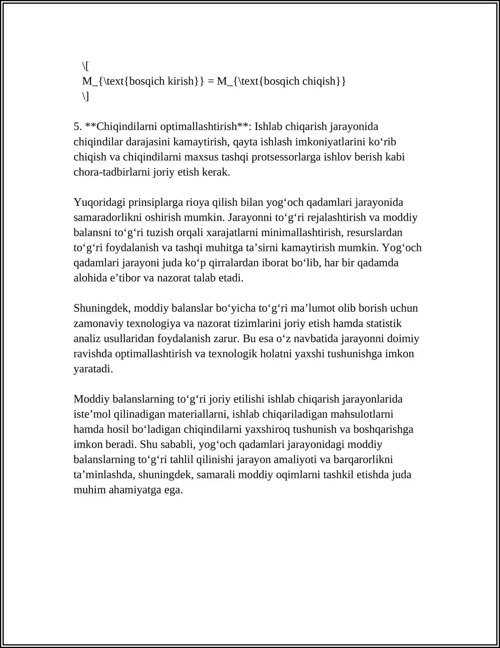 YONISH JARAYONINING MODDIY VA ISSIQLIK BALANSI 4