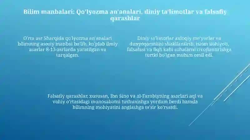 Oʻrta asr Sharq va G'arbning uyg'onish davrida axborot, ma'lumotga bo'lgan munosabat 4