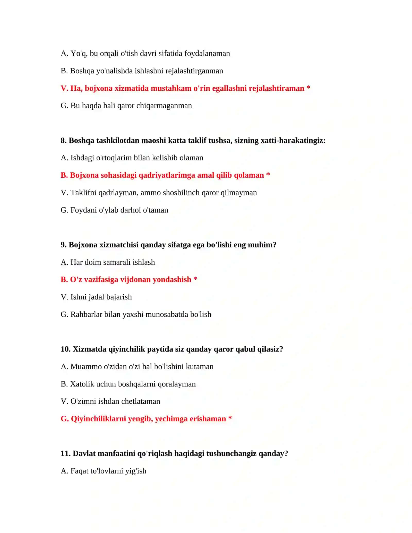 PSIXOLOGIK TEST SAVOLLARI 4