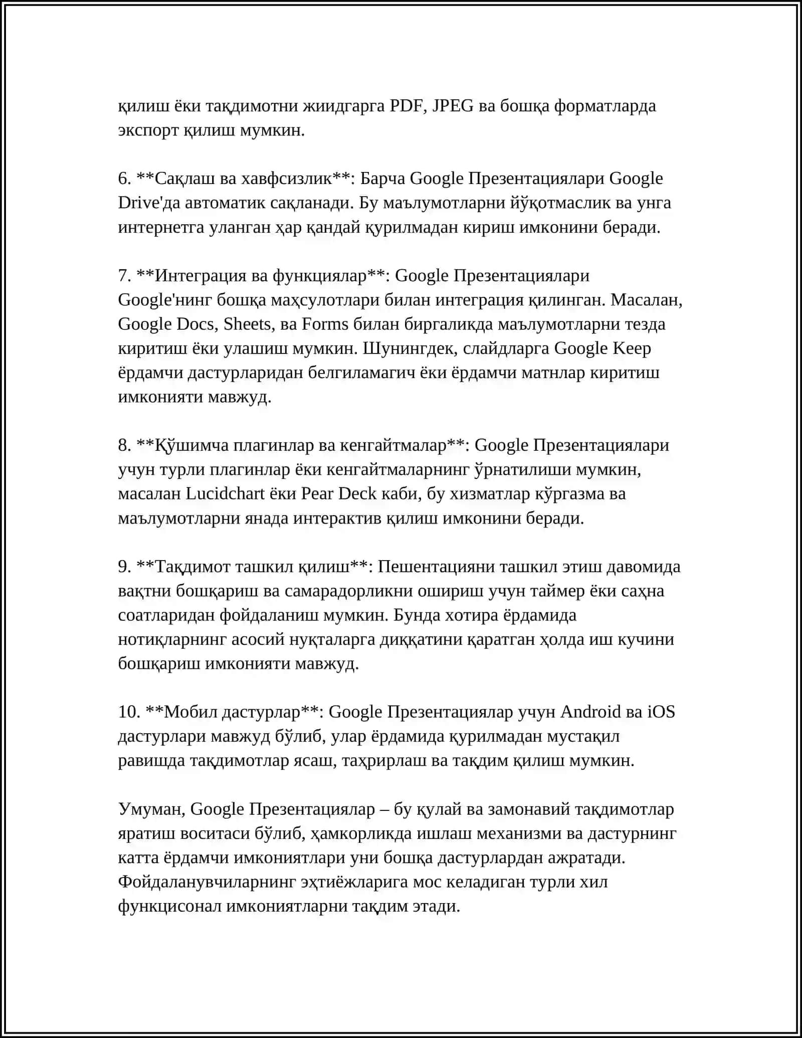 GOOGLE ПРЕЗЕНТАЦИИ – TAQDIMOTLAR YARATISH UCHUN BULUT XIZMAT 4