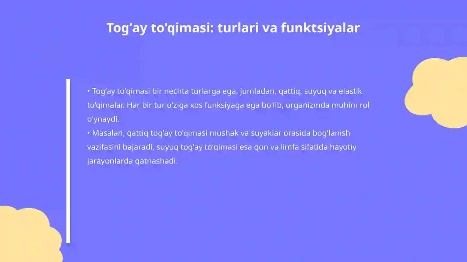 Togʻay to'qimasi. Suyak to'qimasi.Muskul to'qimasi 4