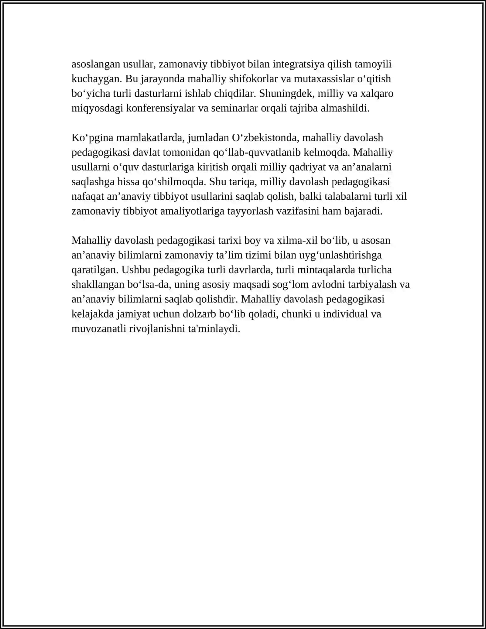 MAHALLIY DAVOLASH PEDAGOGIKASINING RIVOJLANISH ASOSLARI 4