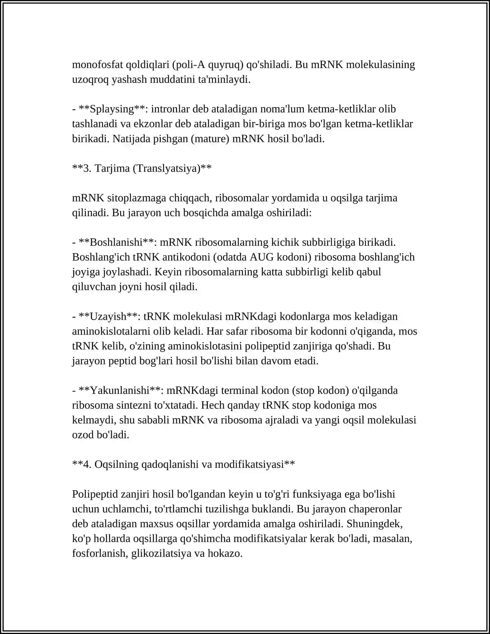 OQSIL BIOSINTEZIDA DNK VA RNKNING ROLI 4