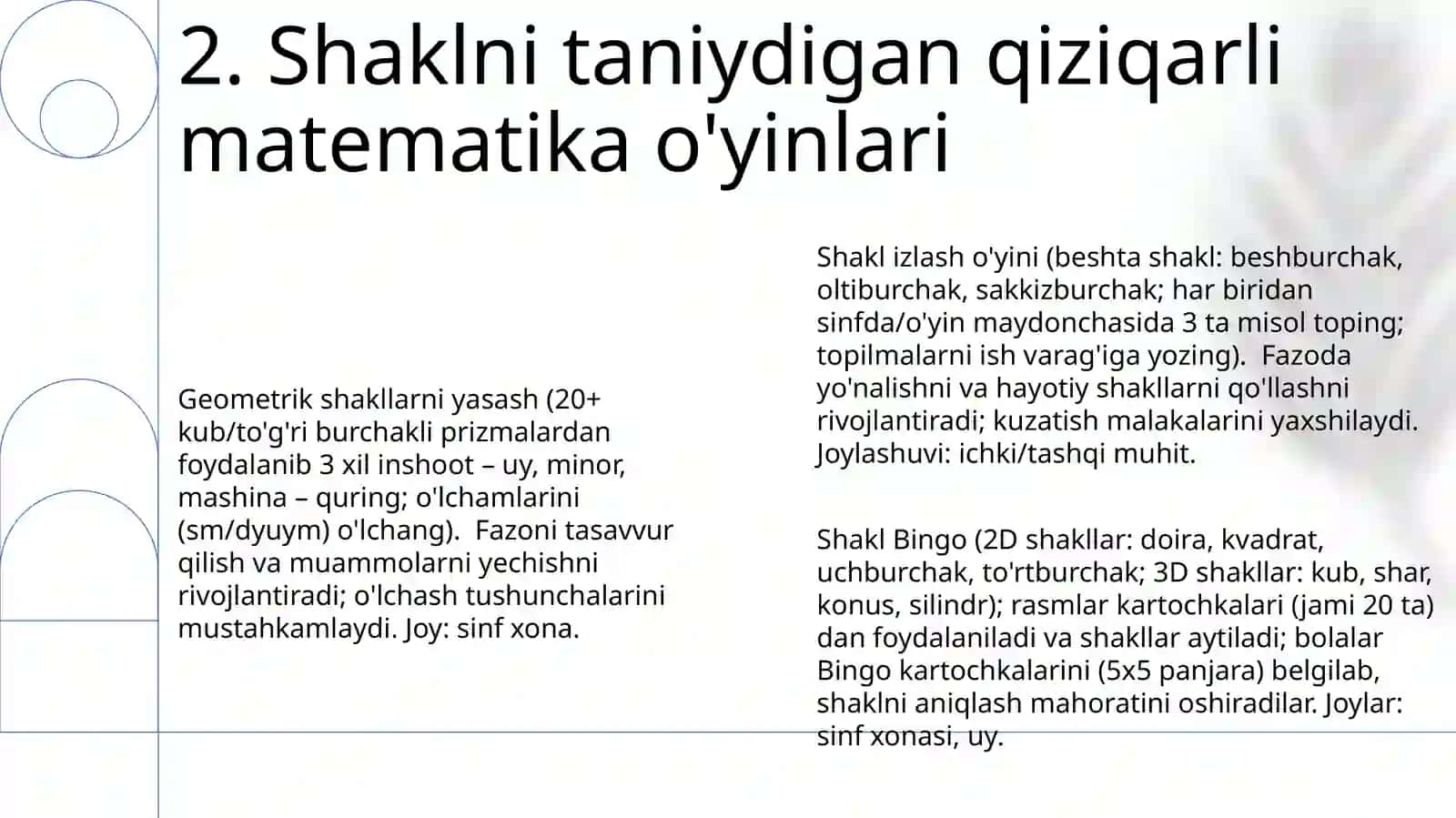 Matematik oyinlarda bolalarning geometrik shakllarni idrok qilishga orgatish 4