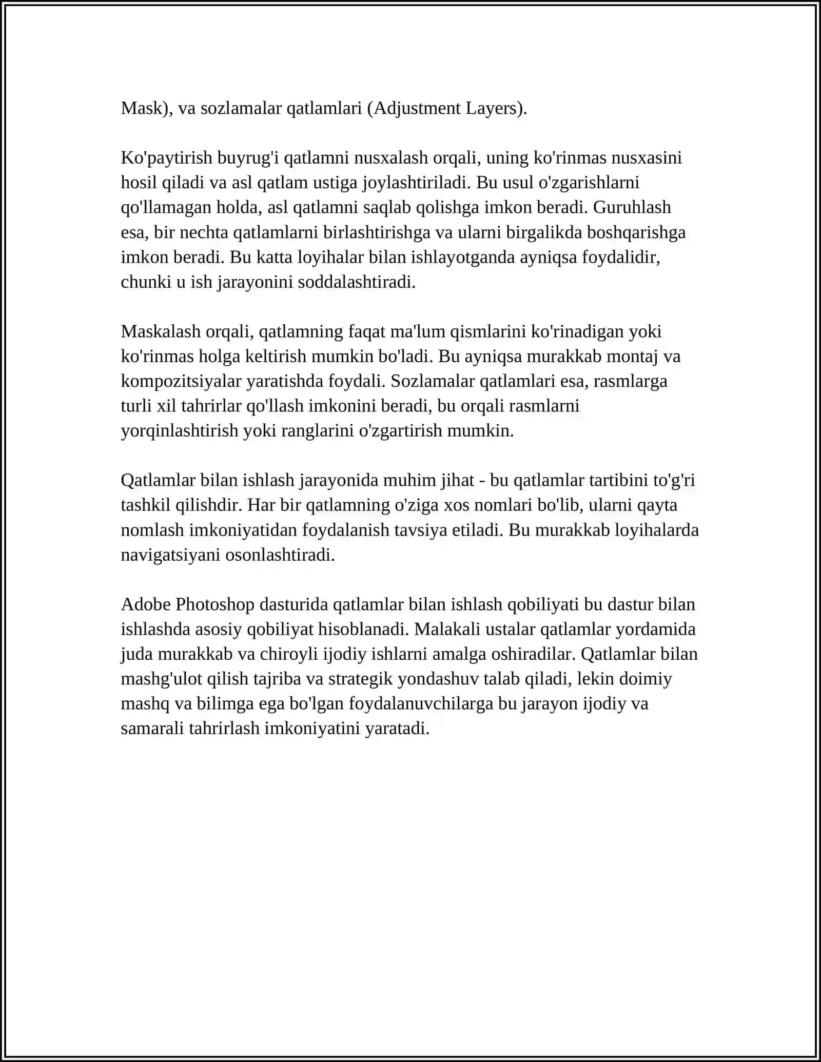 ADOBE PHOTOSHOP DASTURIDA FILTRLAR BILAN ISHLASH 4