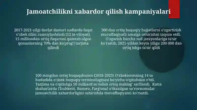 Oʻzbek tilinioʻzbekchalashtirilganqaratilganislohotlar 4