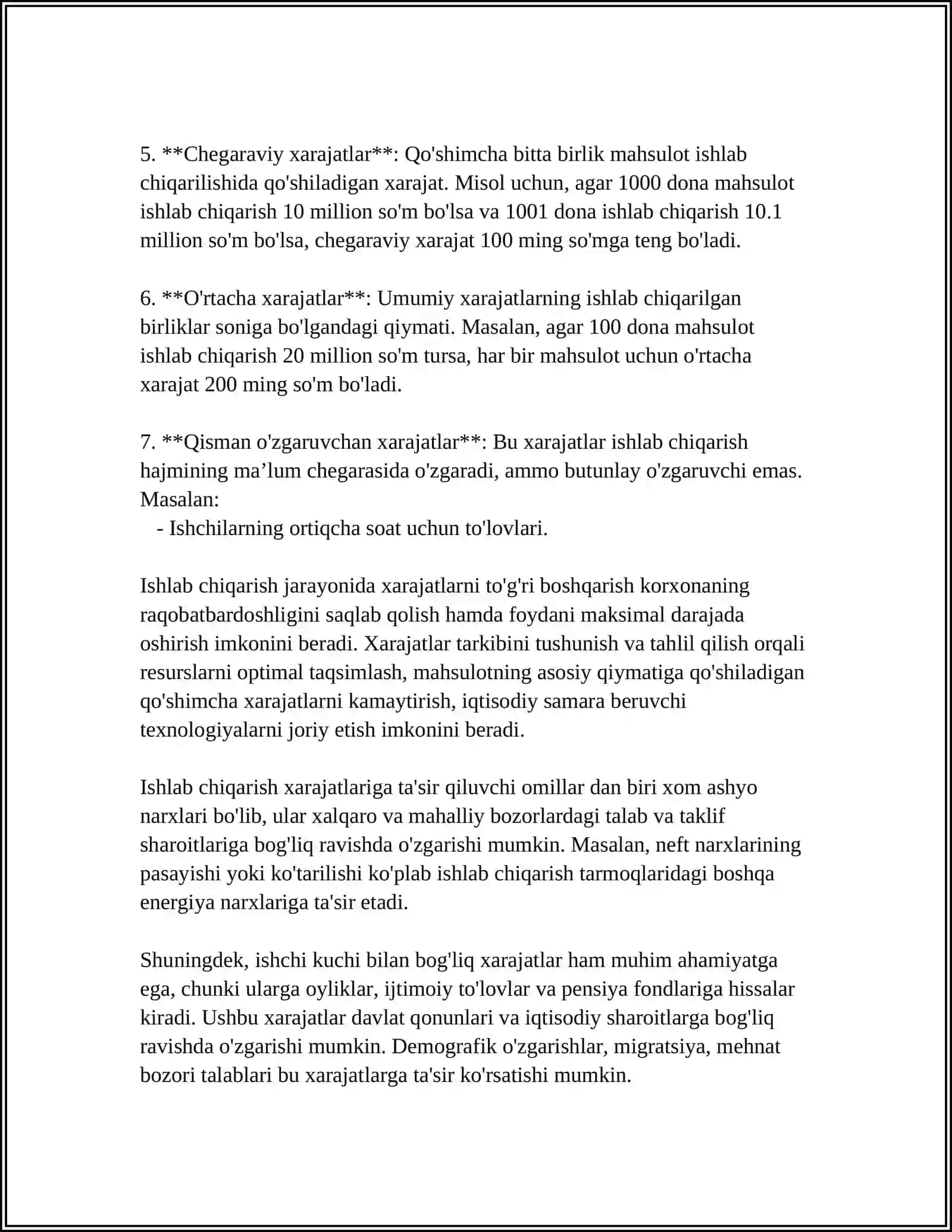 Ishlab chiqarish xarajatlari turlari va ularning tarkibi 4