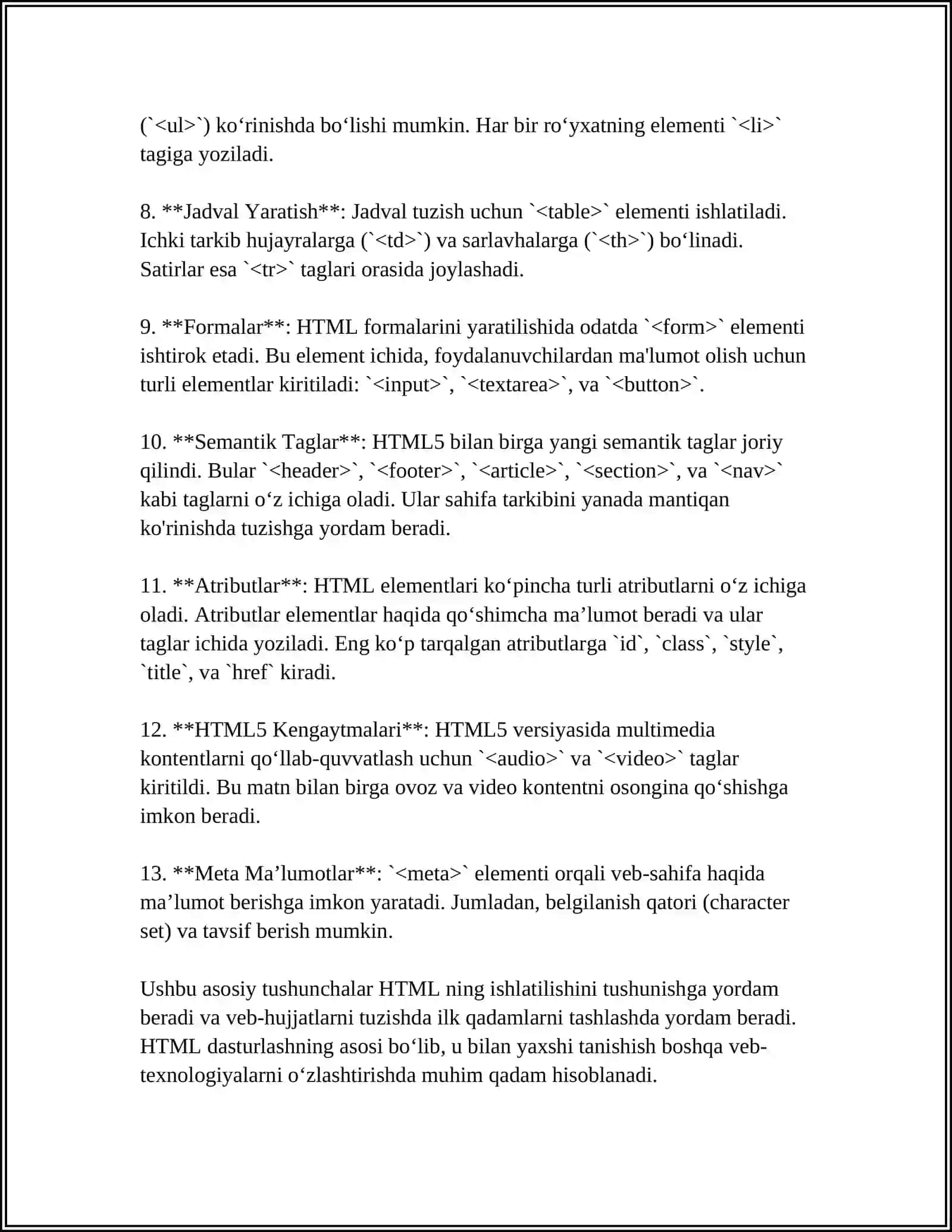 HTML ELEMENTLARI 4