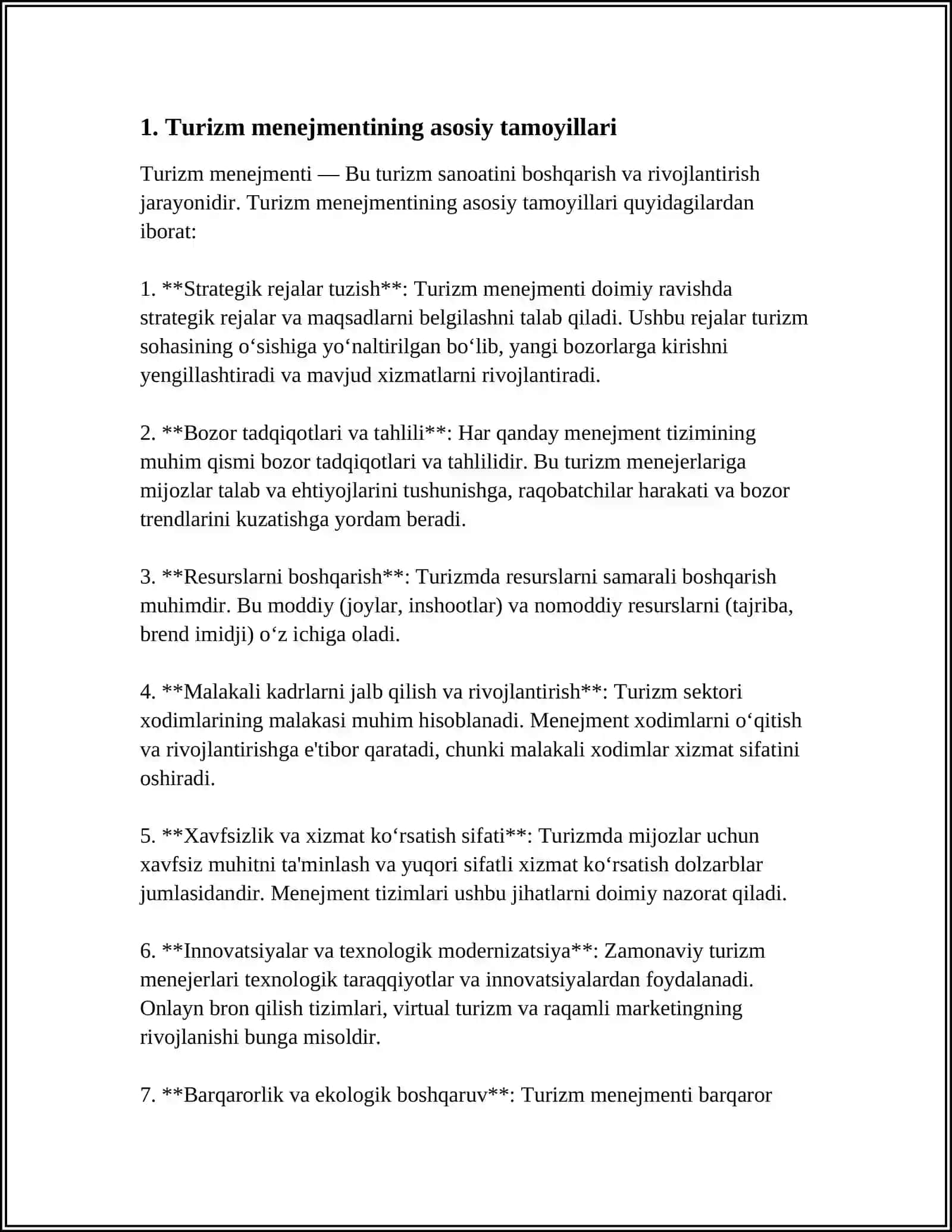 TURIZM MENEJMENTINING ASOSIY TAMOYILLARI 4