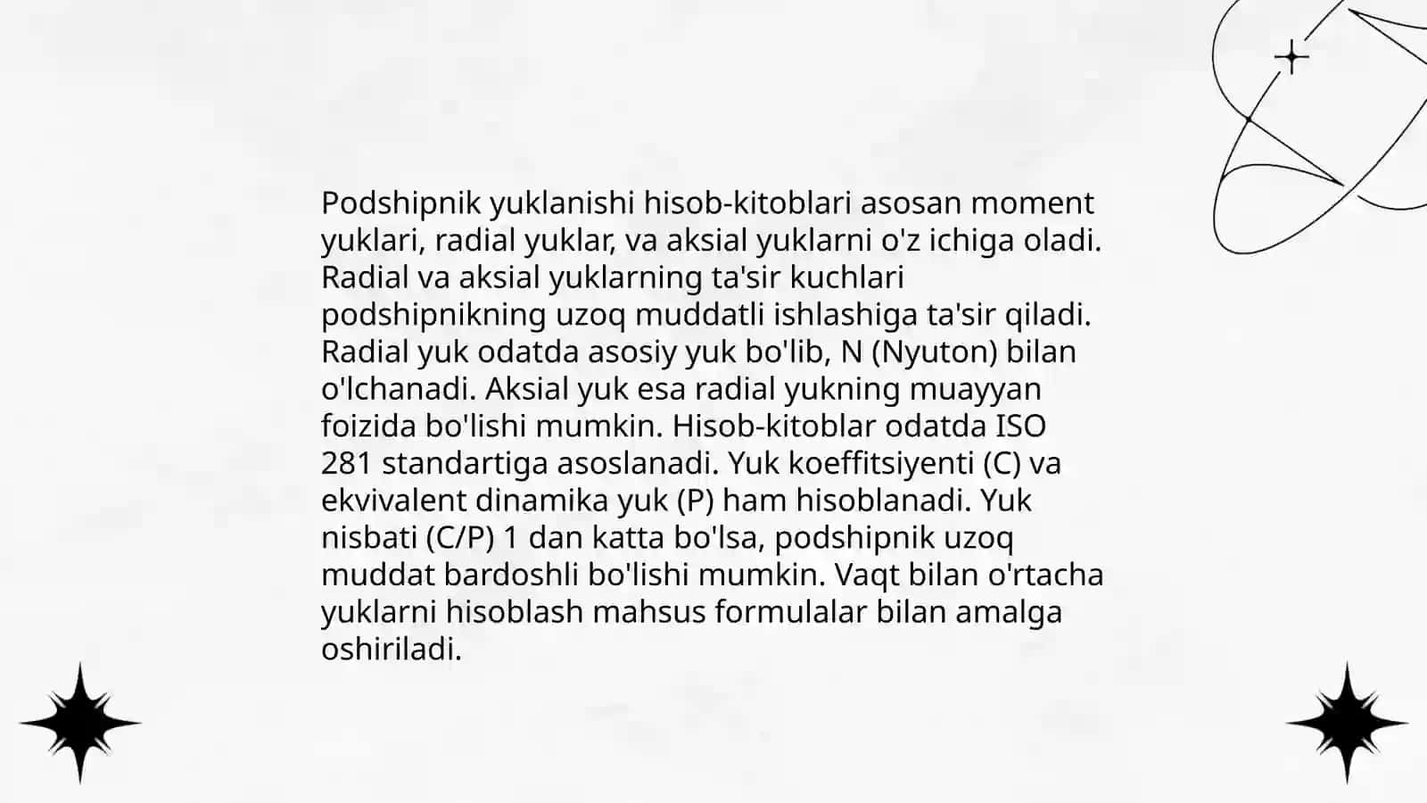 Tebranish podshipniklari uchun oraliqli oʻtkazishlarni hisoblash va tanlash 4