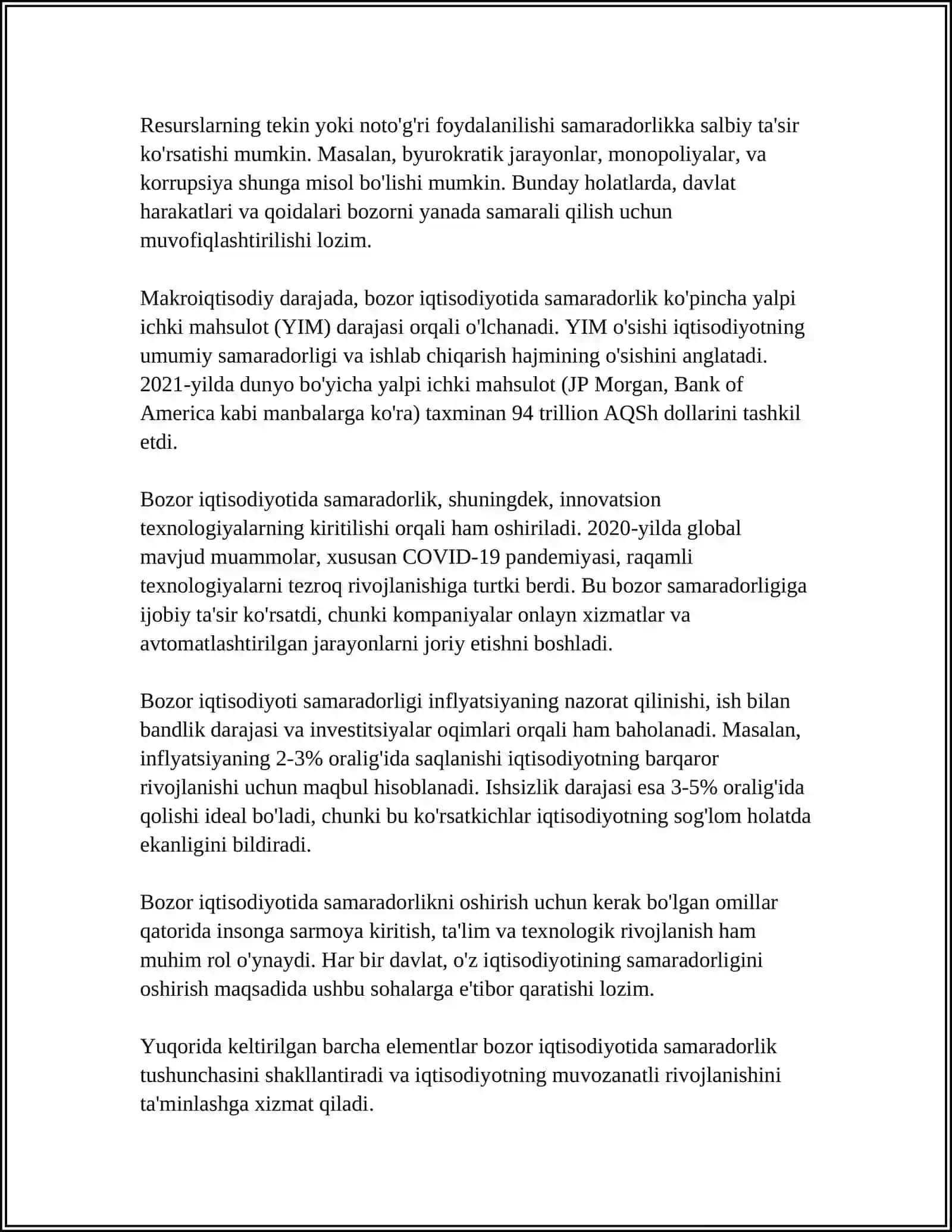 BOZOR IQTISODIYOTIDA SAMARADORLIK MUAMOLARI 4