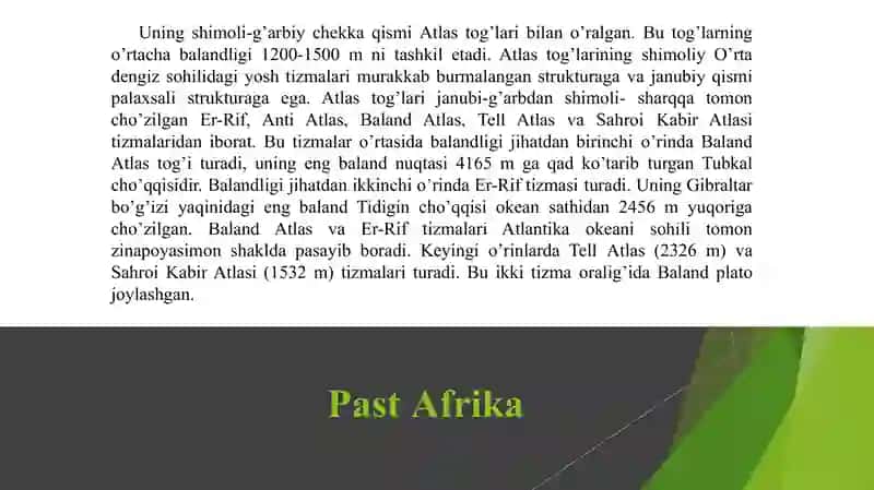 Afrika materigi relyefi, orografiyasi 4