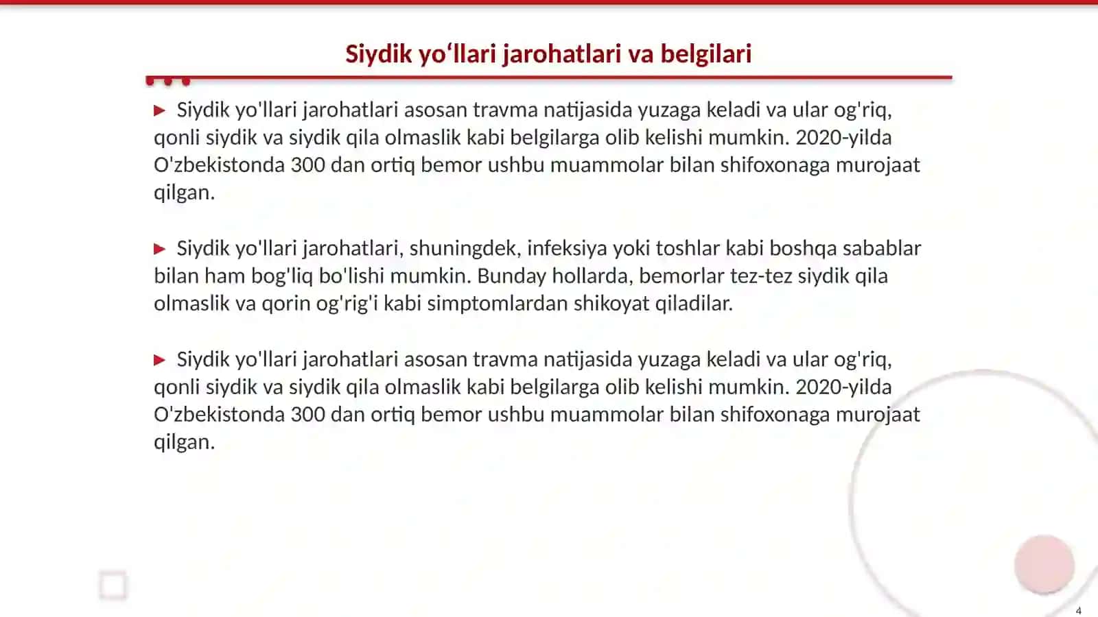 Buyraklar,siydik yoʻllari va erkaklar jinsiy aʼzolari jaroxatlari 4