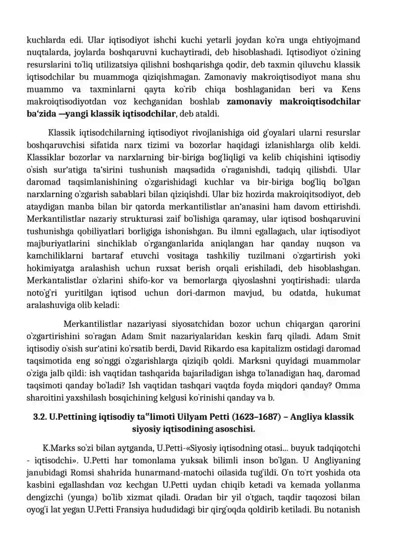Klassik iqtisodiy maktabning yuzaga kelishi, rivojlanishi va yakunlanishi 4