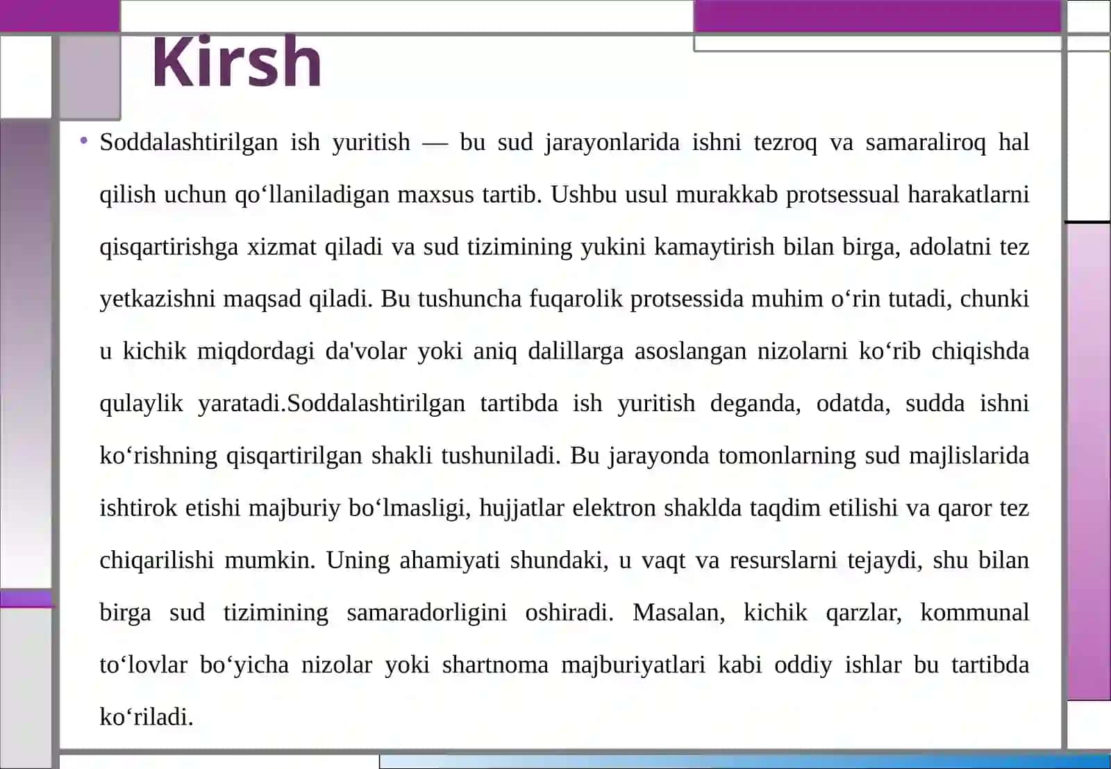 Soddalashtirilgan ish yuritish tartibida ko‘rib chiqiladigan ishlar 4
