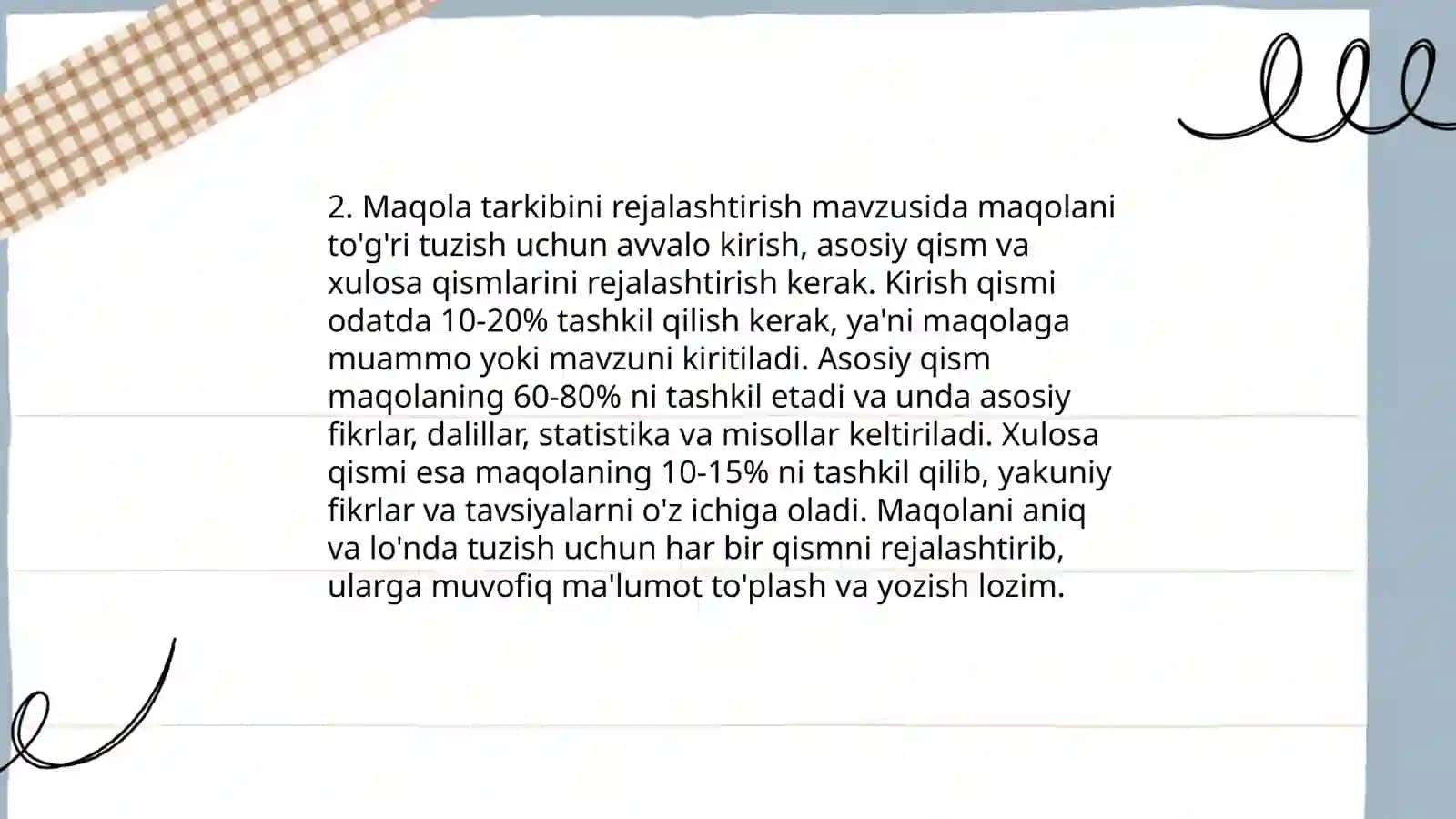 Maqolalarning strukturaviy elementlari va ularni yozish xususiyatlarini oʻrganish 4