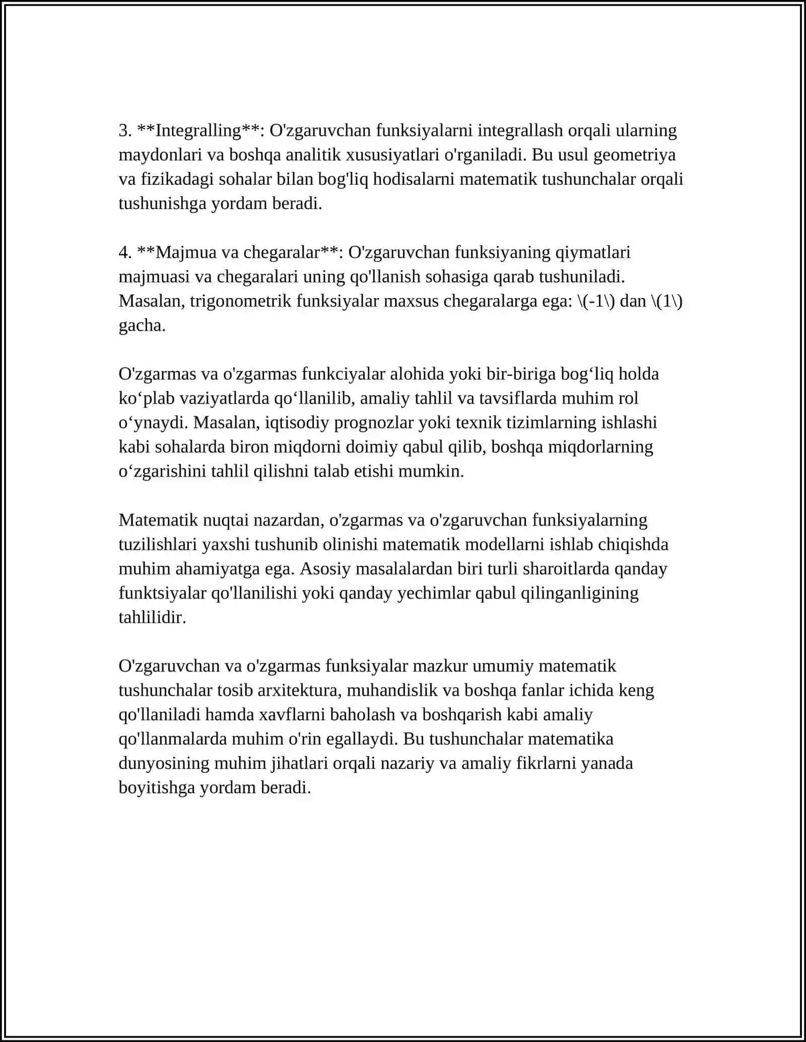 O'zgarmas va o'zgaruvchan funksiyalar 4
