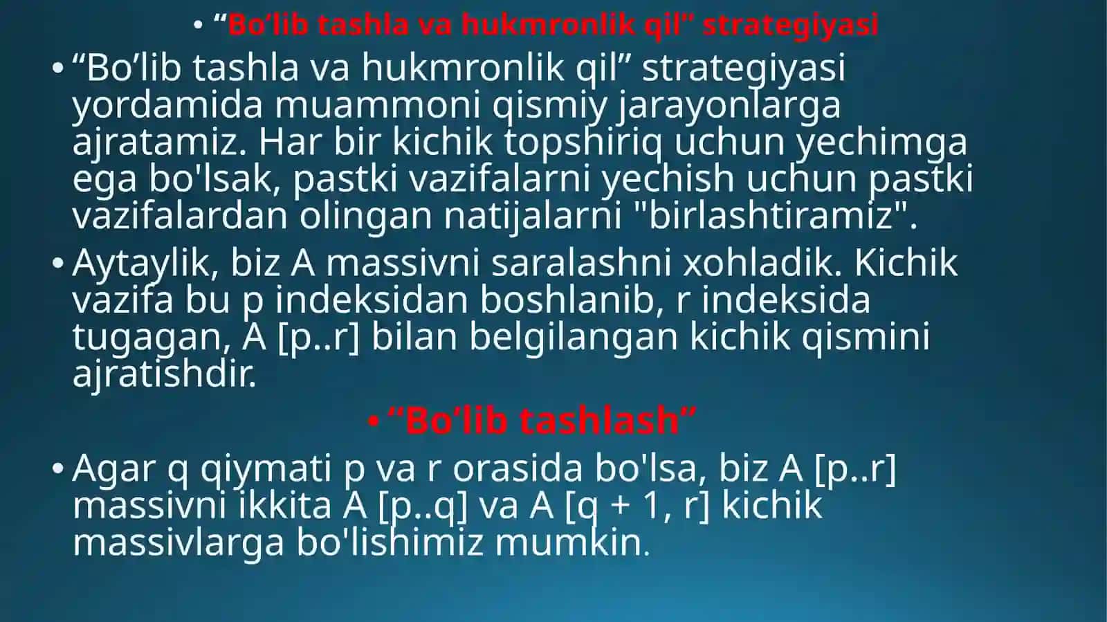Birlashtirib saralash algoritmlari 4
