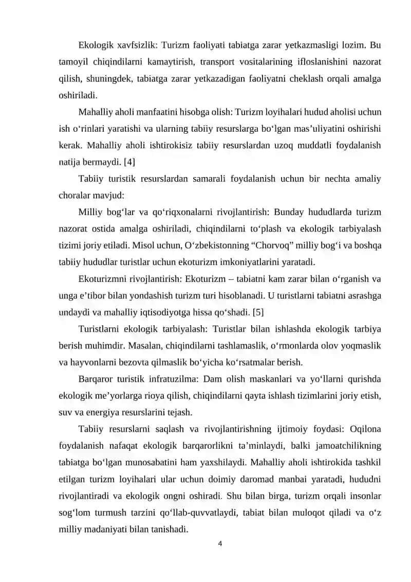 TABIIY TURISTIK RESURSLARDAN OQILONA FOYDALANISH MASALALARI 4