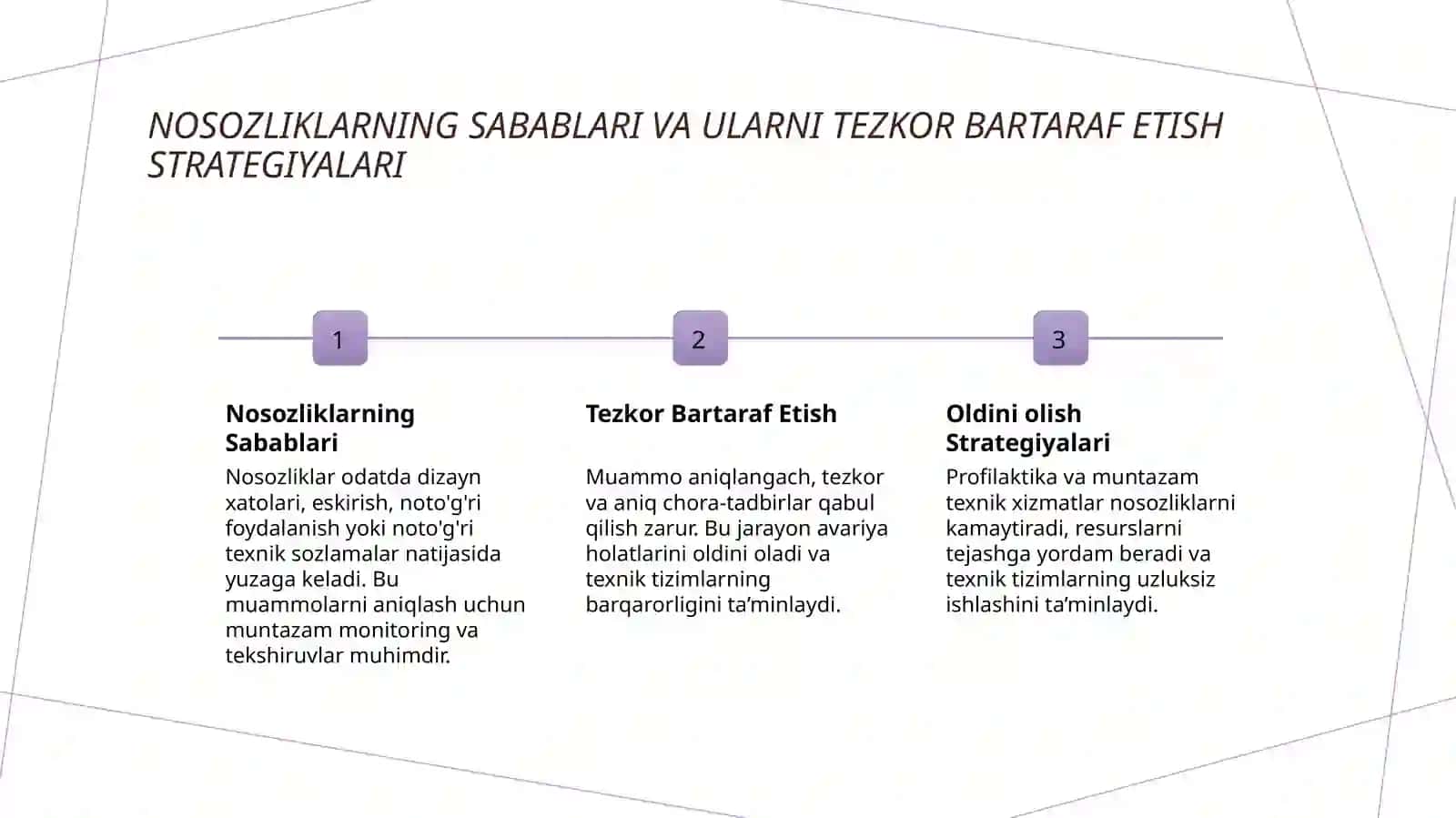 Asosiy nosozliklarni bartaraf etish 4